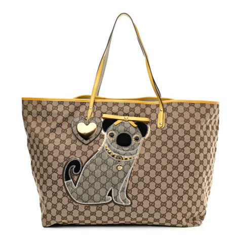 gucci oliver pug|GUCCI GG Supreme Monogram Oliver Pug Dog Tote Bag Yellow .